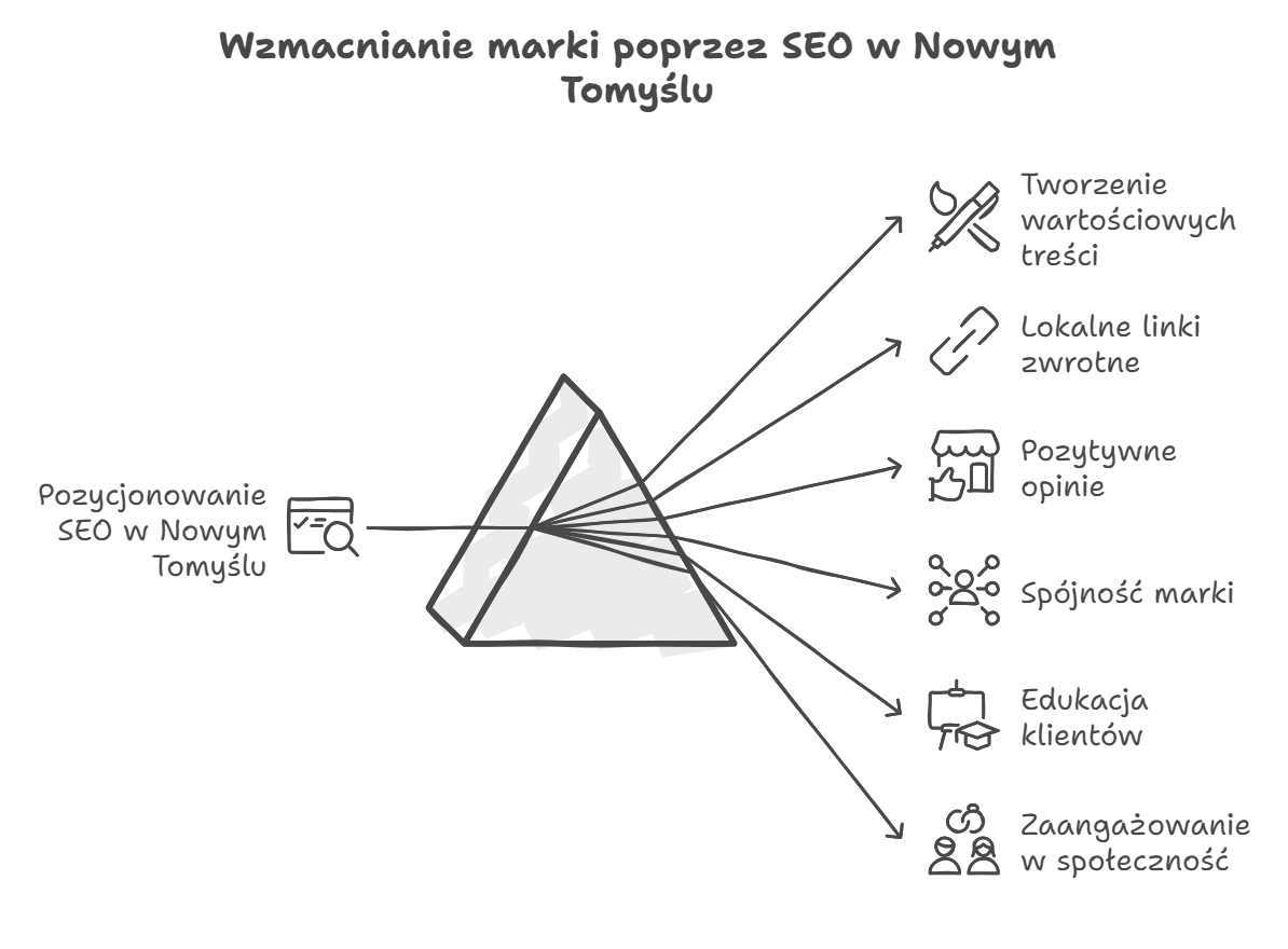 Wzmacnianie marki poprzez SEO w Nowym Tomyślu - infografika